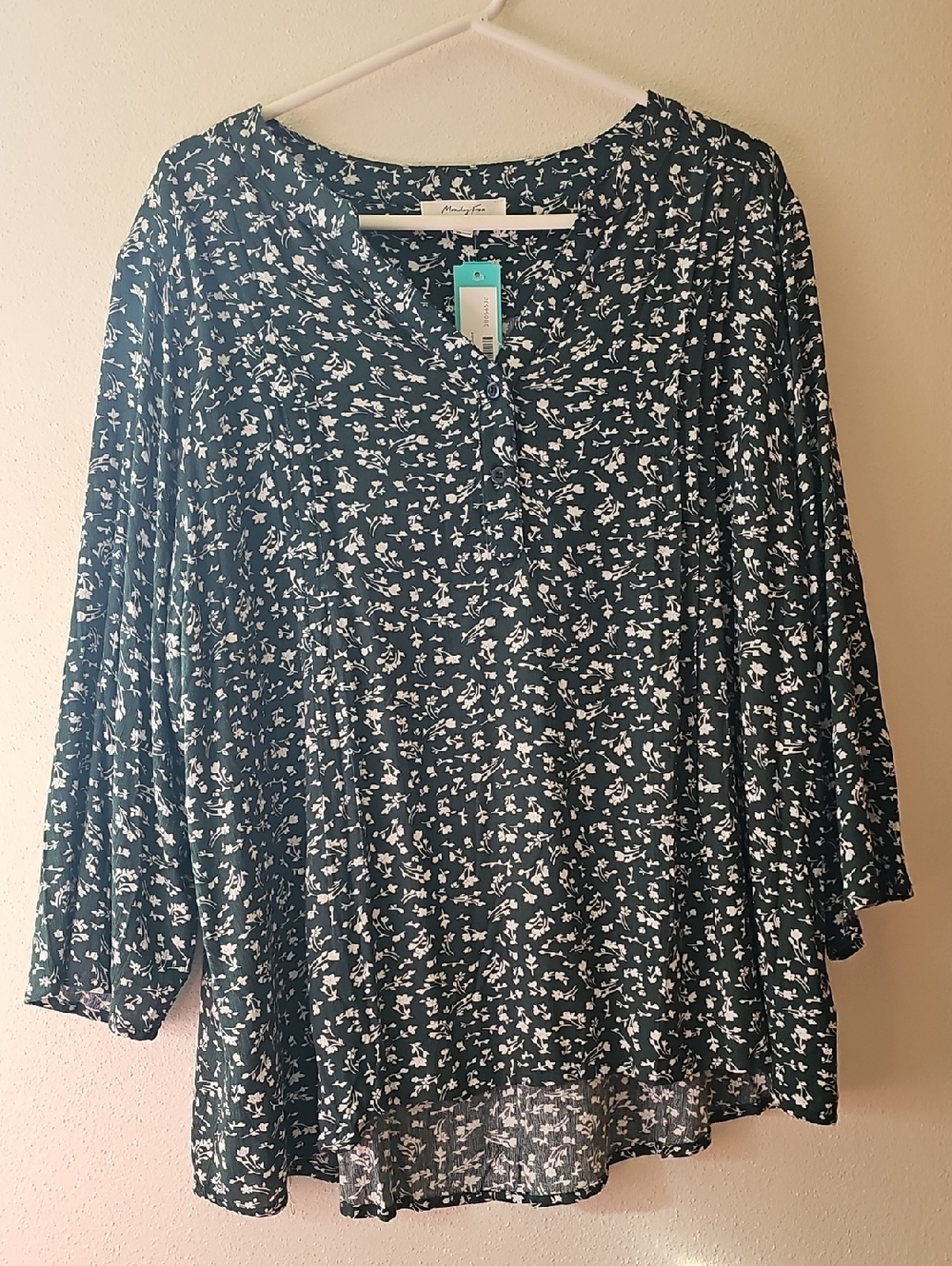 Forest Green Floral V-Neck Tunic Top